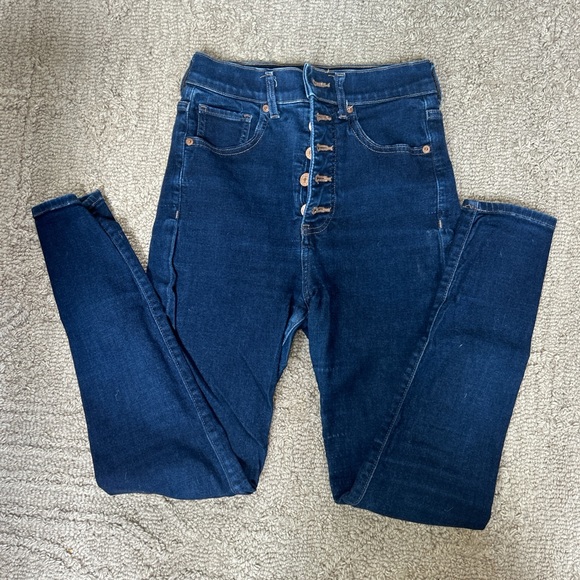 Express Dark Blue High Rise Jeans - Picture 2 of 7